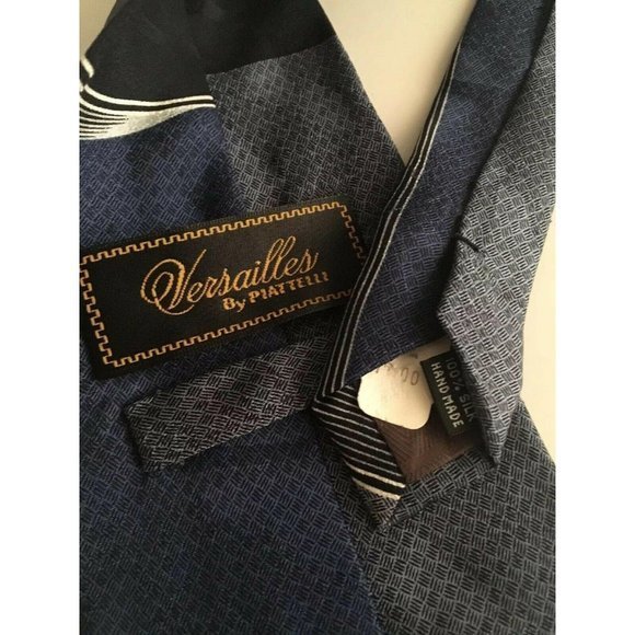 Versailles By Piattelli Men's 100% Silk Blue Rocka - Picture 2 of 3